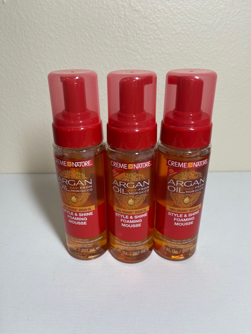 Creme of Nature Argan Oil Style & Shine Foaming Mousse lot of 3